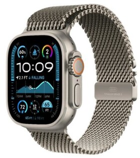 Apple Watch Ultra 2 GPS+Cellular 49mm Přírodní titanové tělo - Přírodní titanový milánský tah (L) / 180-210 mm (MX5T3)