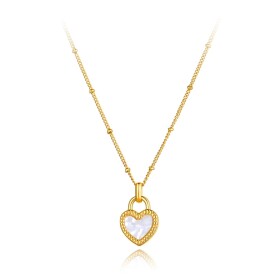 Ocelový náhrdelník Joela - chirurgická ocel, srdce, Zlatá 40 cm + 5 cm (prodloužení)