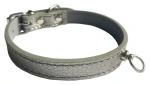 Huhubamboo Metal obojek titanový M / Obojek pro psy / 16 mm x 26-32 cm / Hovězí kůže (355448)