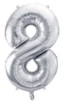 Balónek fóliový narozeniny číslo 8 stříbrný 72 cm Balónek fóliový narozeniny číslo 8 stříbrný 72 cm