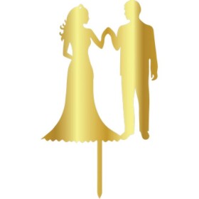 Cesil Zapichovací plastová dekorace zlatá Novomanželé držící se za ruce