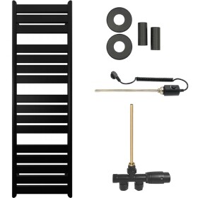 CERANO Koupelnový radiátorový set Arturo - kombinované vytápění, termo tyč - boční jednobodové připojení - 600W - černá matná - 1600x500 mm