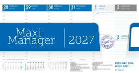 Stolní kalendář 2027 Graspo Maxi Manager modrý