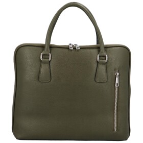 Kožená business taška na laptop Kendall, D74 khaki zelená