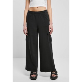 Dámské froté kalhoty Highwaist Wide Leg Cargo černé