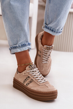 Zazoo N1068S4 Dámské Semišové Sneakersy Na Platformě Leopardí Růžové 37