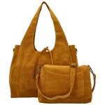 Trendy dámský koženkový set kabelek Eudosia, žlutý