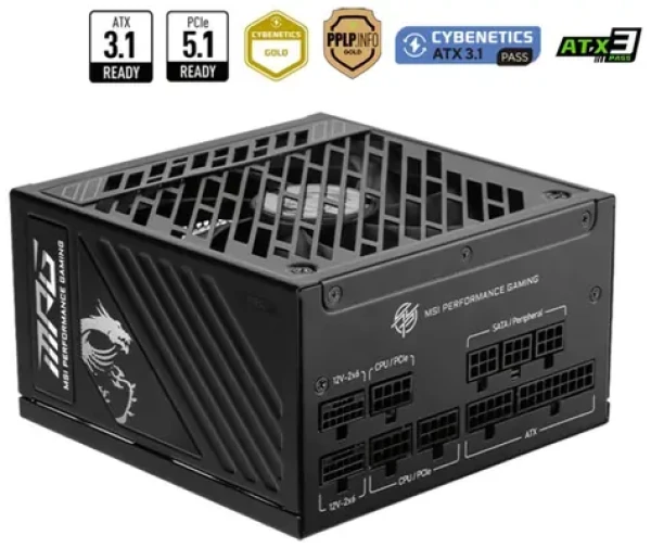 MSI MPG A1000GS PCIE5 / 1000W / 135mm ventilátor / PFC / modulární / 80PLUS Gold (306-7ZPFY11-CE0)