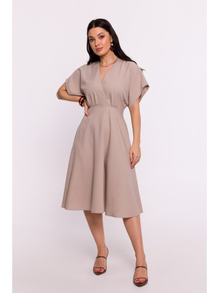 Rozšířené šaty B278 béžové - BeWear L