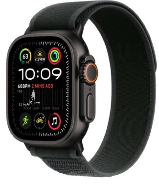 Apple Watch Ultra 2 GPS+Cellular 49mm Černé titanové tělo - Černý trailový tah (S/M) / 130-180 mm (MX4U3)