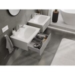 MEXEN/S - Rivel koupelnová skříňka 60 cm s umyvadlem Vela, 1 šuplík, reliéf , šedá mat/bílá mat 91A20-06023-1-BF62-W23M01