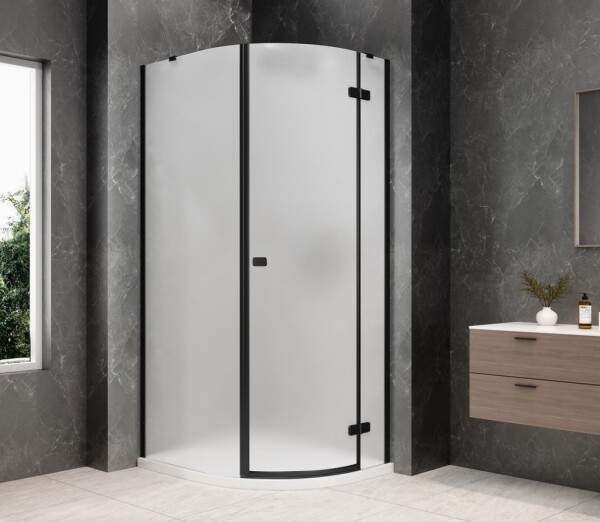 POLYSAN - GLOBE BLACK čtvrtkruhový sprchový kout 800x900, matné sklo, pravé GB2890MRB