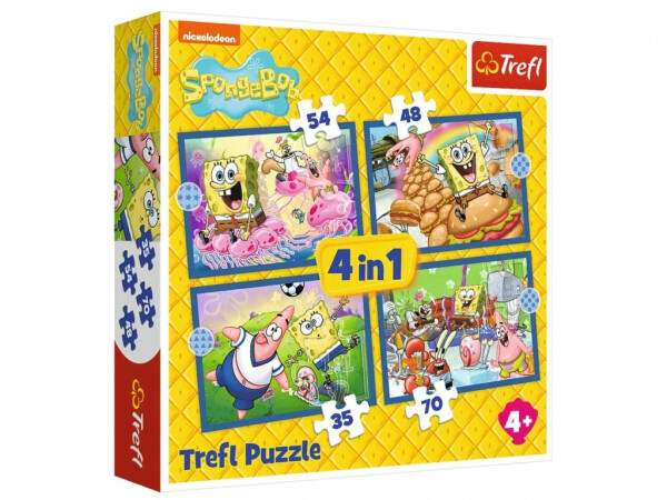 Puzzle SpongeBobův život 4v1 (35,48,54,70 dílků)