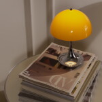 Louis Poulsen Přenosná lampa Panthella 160 V3 Opal Orange / Chrome, oranžová barva, kov