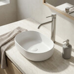 REA - Umyvadlová vysoká baterie Lungo Stripe Brush Nickel REA-B8053