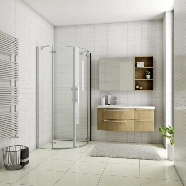 H K - Čtvrtkruhový sprchový kout MELODY S2 90x90 s dvoukřídlými dveřmi, chrom MELODYS290