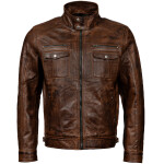 Pánská Kožená Bunda Zachary Rett Brixton Hnědá Velikost: 2XL