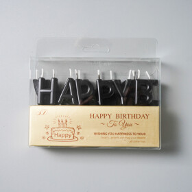 Dortové svíčky "Happy Birthday" černé 13ks