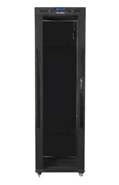 Lanberg FF01-6842-12BL V2 černá / Stojanový rozvaděč / 19" / 42U / 600x800 mm / nosnost 1200 kg / skleněné dveře (FF01-6842-12BL)