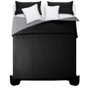 DumDekorace Černo šedý přehoz na manželskou postel s elegantním prošíváním 200 x 220 cm