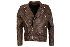Pánská Kožená Bunda Křivák Professional Brown Brixton Hnědá Velikost: 8XL