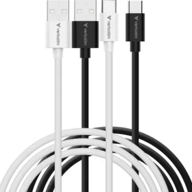 Verbatim Essentials Sync Charge černá+bílá / Kabel / USB-A na USB-C / 18 W / 100 cm / 2 ks (32393)