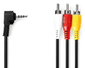 Nedis AV kabel jack 3,5 mm - 3x RCA černá / Kabel / poniklované konektory / 1 m (CVGL22400BK10)