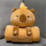 Super měkká plyšová deka s polštářem Kapibara - 100 x 170 cm