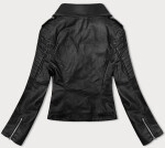 Černá dámská bunda ramoneska límcem (11Z8097) odcienie czerni