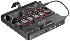 Unitek Nabíjecí stanice pro Nintendo Switch s čtečkou karet / Nabíjecí stanice / USB hub / Čtečka herních karet (G1005ABK01)