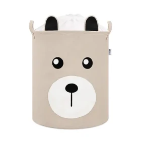 Sipo Koš na hračky se šňůrkou, skládací bavlněný / 43 l, Teddy Bear Beige (SPBT036)