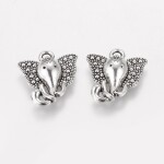 Kovový přívěsek - starostříbrný - slon - 16 x 15 x 4 mm - 1 ks