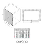 CERANO - Sprchové posuvné dveře Lantono L/P - 8 mm - Soft-Close - černá matná, transparentní sklo - 160x195 CER-432058