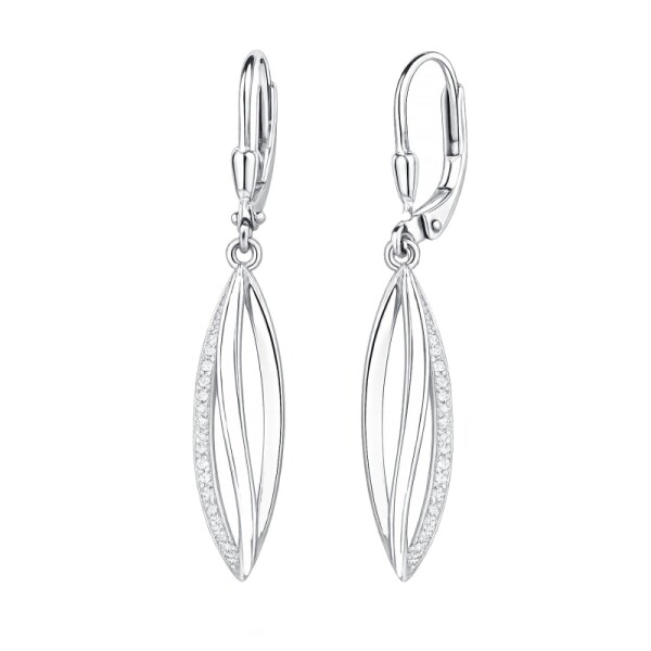 Stříbrné visací náušnice se zirkony Julia - stříbro 925/1000, Stříbrná