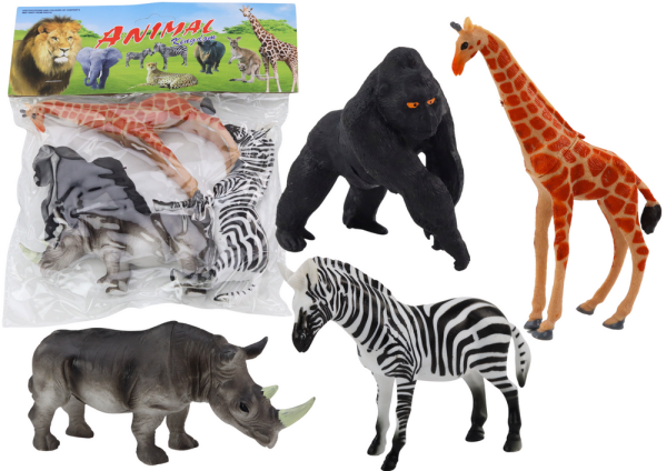 Mamido Sada afrických zvířecích figurek 4 kusy žirafa gorila