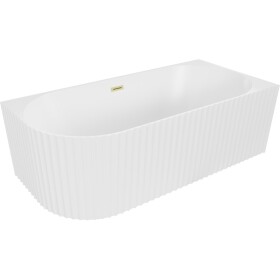 MEXEN/S - Gia volně stojící rohová vana reliéf pravá 170 x 80, bílá mat, sifon a přepad zlatá kartáčovaná 52701708001P-55