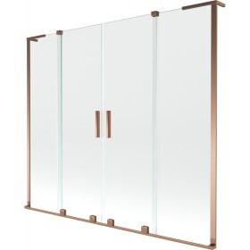 MEXEN/S - Velar L Duo dvoukřídlá posuvná vanová zástěna 200 x 150, transparent, růžové zlato 896-200-003-02-60
