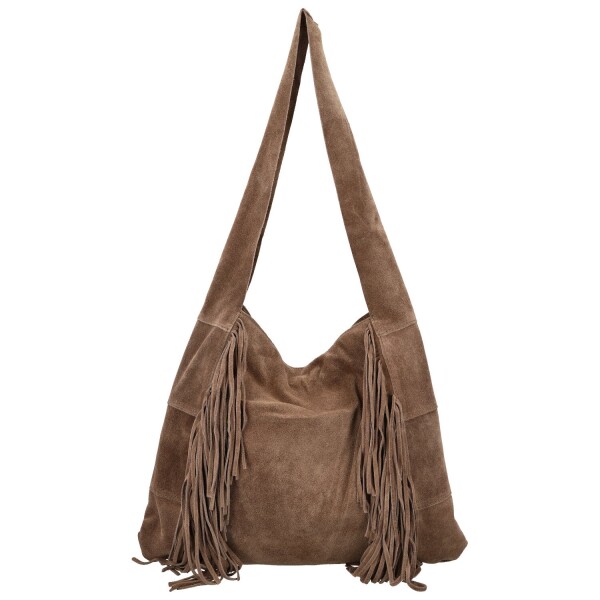 Trendy dámská kožená kabelka na rameno Bobbie, taupe