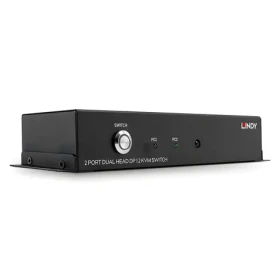 Lindy 2 Port Dual Head DisplayPort 1.2 černá / KVM přepínač / 4K UHD / USB / kovové tělo / 2 PC (39306)
