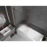 MEXEN/S - Next L vanová zástěna FIX 90 x 150, proužky, růžové zlato 895-090-000-03-09-60