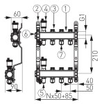 NOVASERVIS - Rozdělovač nerez s regulačními mechanickými ventily 9 okruhů SN-RO09S