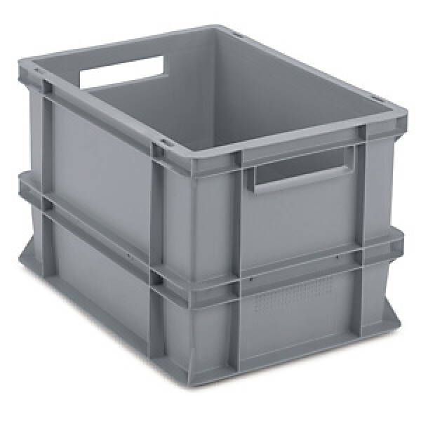 Stohovatelná europřepravka 400 x 300 x 275 mm, šedá, objem 25l, nosnost 30kg | RAJA