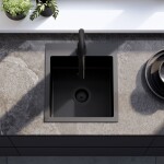 REA - Ocelový dřez Leo 40 Black s kuchyňskou baterií KPL-96002