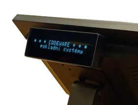 Přídavný zadní VFD alfanumerický displej, 2x20 znaků, USB