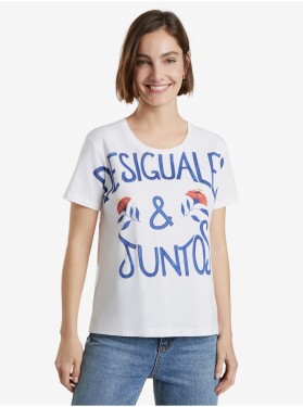Bílé dámské tričko nápisem Desigual Desiguales Juntos dámské