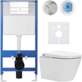 CERANO Kompletní WC set Profi/Cronus Standard - bílá lesklá - WC tlačítko Line/Bílá - předstěnová instalace - 59,3x38,4 cm