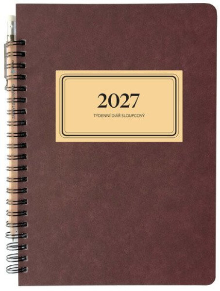 Diář 2027 týdenní s tužkou RETRO A5, sloupcový, černý