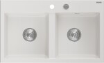 MEXEN - Hektor granitový dřez 2-bowl 800 x 480 mm, bílá, sifon chrom 6521802000-20