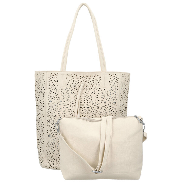 Módní dámský koženkový set kabelek Safira, krémový