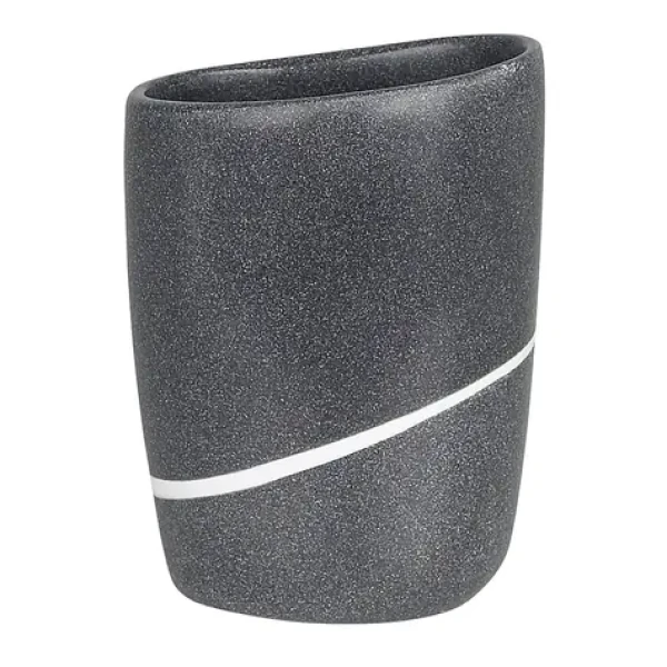 Spirella ETNA kelímek na kartáčky šedý / plast / kamenný vzhled (7610583136428)